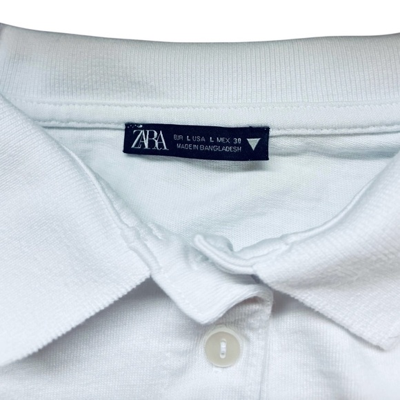 ZARA, White Cropped Polo Top, Size Large - Picture 3 of 7
